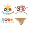 Poolroom emblem set Royalty Free Stock Photo