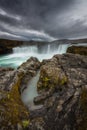 Unique rock formations near Godafoss Waterfall Royalty Free Stock Photo