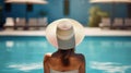 Poolside Beauty. Generative AI. Royalty Free Stock Photo