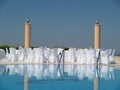 Poolside event setup Royalty Free Stock Photo