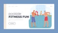 Poolside Fitness Fun Landing Page Template. Senior Characters Exercise In Refreshing Water During An Aqua Aerobics Class Royalty Free Stock Photo