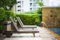 Poolside lounge chair Royalty Free Stock Photo