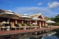 Poolside scenery in The Ritz-Carlton Sanya, Yalong Bay Royalty Free Stock Photo