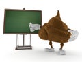 Poop character with blank blackboard