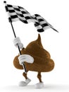 Poop character waving race flag Royalty Free Stock Photo