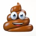 Poop emoji isolated on white background, poo emoticon 3d rendering