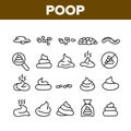 Poop Excrement Pile Collection Icons Set Vector