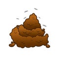 Poop and flies. Shit isolated. Turd on white background. Royalty Free Stock Photo