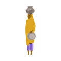 Poor African Woman Standing with Empty Utensil Suffering from Food Crisis and Shortage Vector Illustration