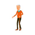 poor aged man cadge on road cartoon vector Royalty Free Stock Photo