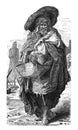 Poor Arab Beggar. History and Culture of North Africa. Antique Vintage Illustration. 19th Century