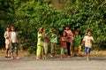 Poor Asian children, dirty, sunburst, illiterate Royalty Free Stock Photo