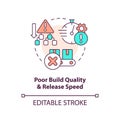 Poor build quality and output speed concept icon