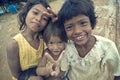 Poor cambodian kids smiling Royalty Free Stock Photo