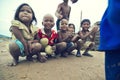 Poor cambodian kids smiling