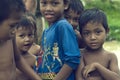 Poor cambodian kids smiling and playing Royalty Free Stock Photo