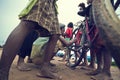 Poor cambodian kids working Royalty Free Stock Photo