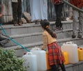 A poor child is looking for water due to the water crisis in Yemen Royalty Free Stock Photo