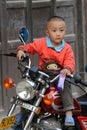 Poor child in the old village in China