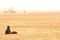 Poor child in sand desert Rajasthan India