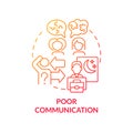 Poor communication red gradient concept icon
