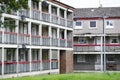 Poor council house flats abandoned in village with bad poverty in Glasgow Royalty Free Stock Photo