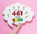 Poor credit score theme with a speech bubble Royalty Free Stock Photo
