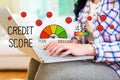 Poor Credit Score with woman using a laptop Royalty Free Stock Photo