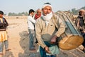 Poor drummer play music outdoor in Gaya, India Royalty Free Stock Photo