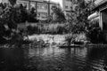 Poor egyptian fisherman in boat on the Nile river Royalty Free Stock Photo