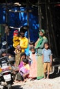 A poor family in slum with happy life Royalty Free Stock Photo