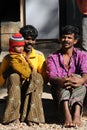 A poor family in slum with happy life Royalty Free Stock Photo