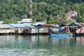 Poor fishermen houses by the sea