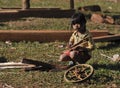 A Poor girl in Cambodia ethnic village