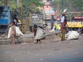 Poor indian people living in a shack in the city slum