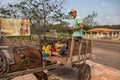 Poor indigenous family in Paraguay with uniaxial carriage and horse. Royalty Free Stock Photo