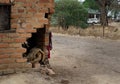 Poor life street scenery from the countryside streets in Zimbabwe. Poverty, Poorness and squalor without basic state services, Royalty Free Stock Photo