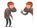 Poor Male Homeless Character Isolated Icon Cartoon Design Template Vector Illustration