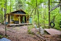 Poor man`s hut in the forest Royalty Free Stock Photo