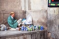 Poor man seling vases, Esfahan, Iran. Royalty Free Stock Photo