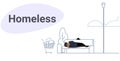 Poor man sleeping outdoor drunk beggar lying on wooden bench homeless concept sketch doodle horizontal full length Royalty Free Stock Photo