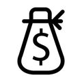 Poor money icon line isolated on white background. Black flat thin icon on modern outline style. Linear symbol and editable stroke Royalty Free Stock Photo