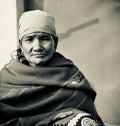 A poor old woman isolated closeup portraits unique photo Royalty Free Stock Photo