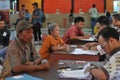 Poor people queued cash assistance from the government Royalty Free Stock Photo