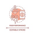 Poor performance terracotta concept icon