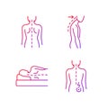 Poor posture problems gradient linear vector icons set