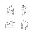 Poor posture problems linear icons set Royalty Free Stock Photo