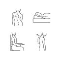 Poor posture problems linear icons set Royalty Free Stock Photo