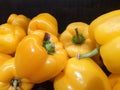 Yellow bell pepper with flaws in supermarket