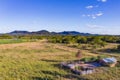 Poor rural area in Paraguay overlooking the Ybytyruzu Mountains.